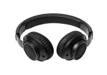 Black Headphones HighQuality Audio Image isolated on transparent background