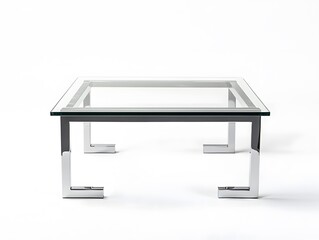 <Modern Coffee Table with Chrome Legs: Stylish Glass Table for Contemporary Living Room Decor>