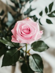 Single Pink Rose Blossom Elegant Flower Soft Petal Bloom Gentle Romantic Delicate Nature Spring