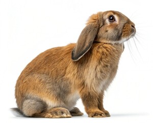 brown rabbit on white background