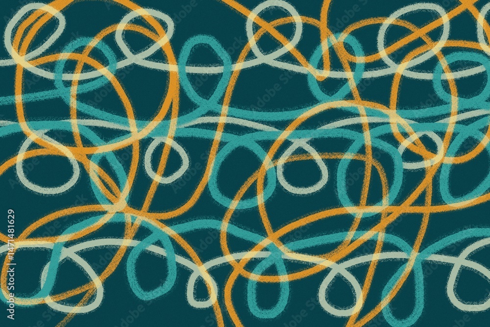 Poster colorful abstract pattern with curvy lines and shapes