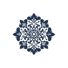 Elegant dark-blue mandala design, isolated on white, for decor