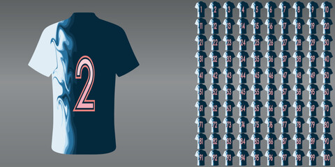 Stylish Abstract Soccer Jersey with Number – Full Set 1 to 100 Back View