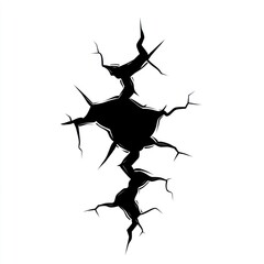Ground crack, fissure, earth rupture, disaster, white background, graphic design