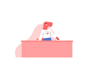 flat illustration of dinosaurs serving customers