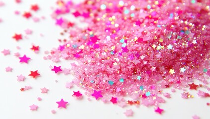 Pink glitter and star confetti pile