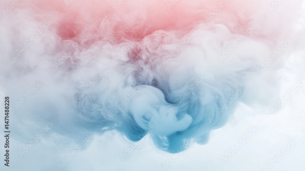 Poster abstract pastel blue and pink smoke swirls, ethereal and dreamy texture, perfect for background or d