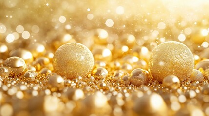Sparkling Gold Christmas Ornaments Background