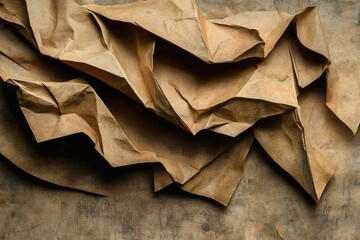 Obraz premium Crumpled Kraft Paper Texture