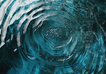 Abstract swirling teal water texture with white highlights, reminiscent of a deep ocean or a tranquil pool, ideal for backgrounds or artistic projects. : Generative AI