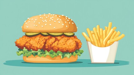 Crispy Chicken Burger  Fries. (1)
