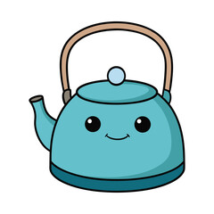 Cute cartoon teapot vector on white  background