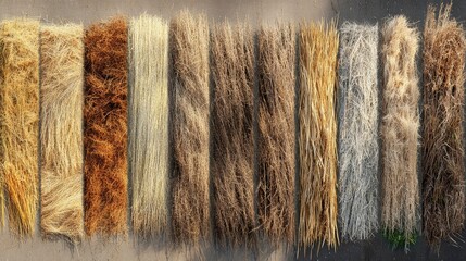 Collection of Diverse Natural Fibers Textures and Colors for Design