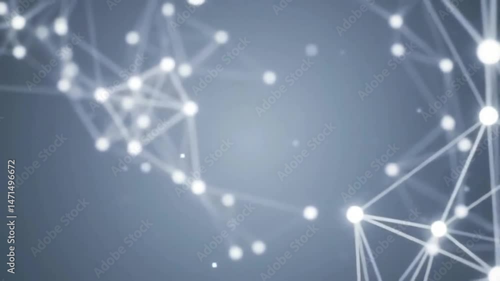 Poster abstract network connection: glowing nodes and lines, digital technology background