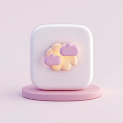 3D Weather Icon with Clouds and Glow on Pink Background