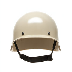 Naklejka premium Tan military helmet with front view.