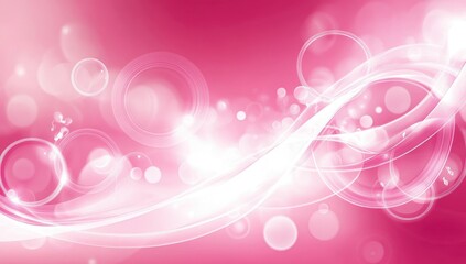Pink abstract background with flowing curves and glowing circles