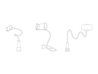 phone Stand vector design and line art. phone stand icon vector outline illustration. vector phone Stand isolated on white background . Desk cell phone stand holder. Vector outline icon.