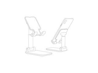 phone Stand vector design and line art. phone stand icon vector outline illustration. vector phone Stand isolated on white background . Desk cell phone stand holder. Vector outline icon.