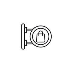 Outline icon of a store sign in clean line style, symbolizing shop fronts, retail signage, and commercial branding. Ideal for e-commerce, storefront designs, navigation, and business identity projects