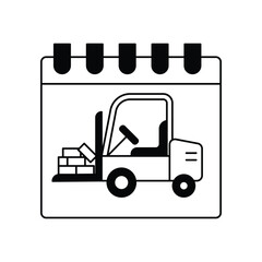 calender glyph outline icon with white background vector stock illustration