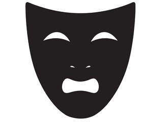 DRAMA MASK SILHOUETTE WHITE BACKGROUND
