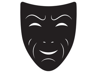 DRAMA MASK SILHOUETTE WHITE BACKGROUND