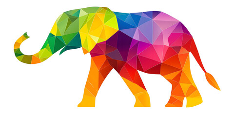 Colorful Geometric Polygon Elephant Illustration