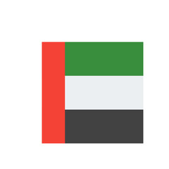 Illustration of the united arab emirates flag with red vertical bar and horizontal green white black stripes