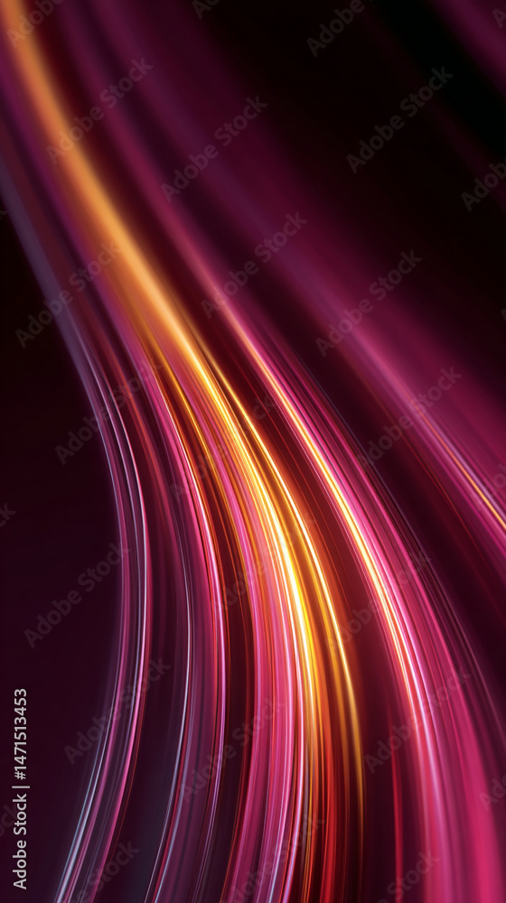 Poster abstract image of curved, glowing lines in shades of pink and gold, creating a dynamic and energetic
