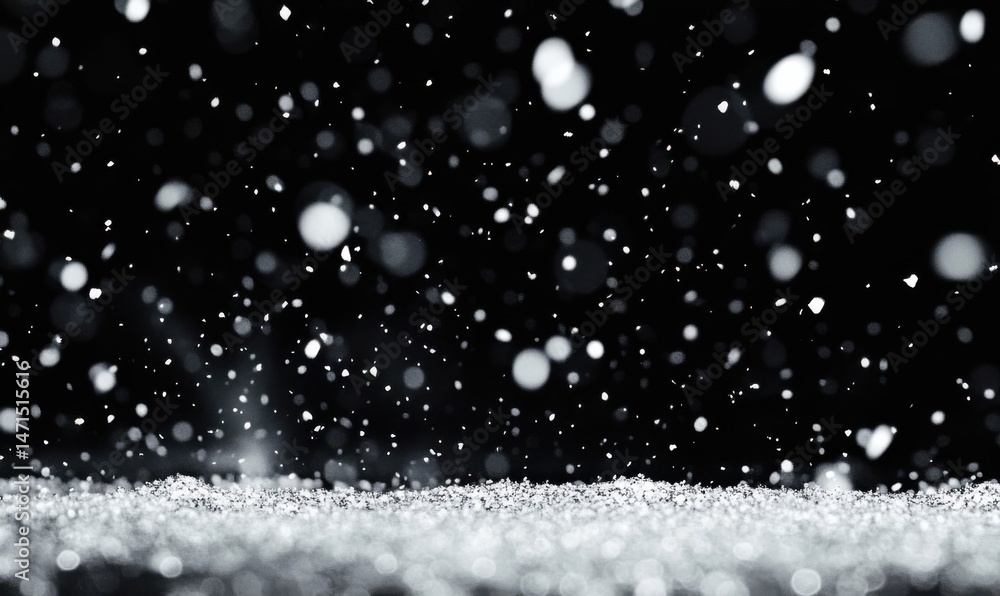 Aufkleber falling snow on a dark night, creating a winter wonderland scene with glistening snowflakes and a sn