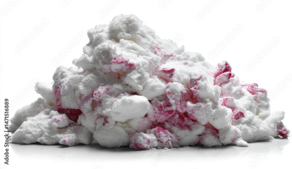Aufkleber A textured pile of white meringue with embedded pink raspberry pieces, creating a visually appealing dessert or confectionery element. : Generative AI