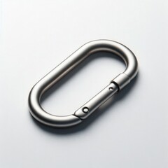 Minimalist Metal Carabiner on Clean White Background