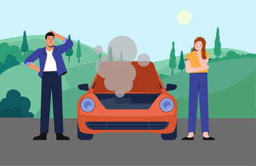 man and woman in car