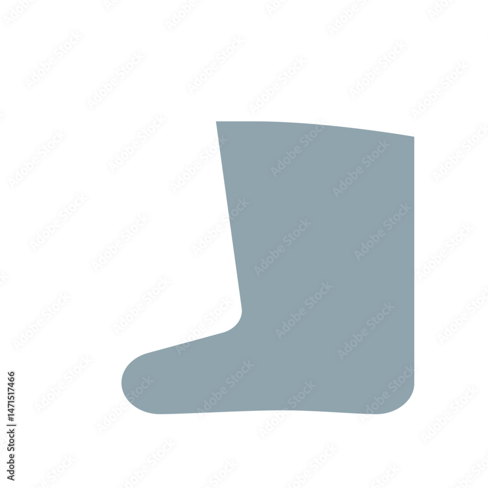 Poster illustration of a single grey boot with a rounded toe and a straight top on a white background view