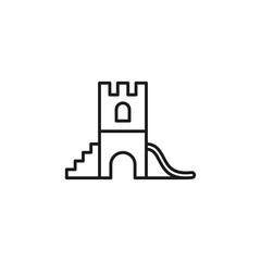 Simple castle icon with slide and stairs. Suitable for use in designs related to children, parks, recreation and educational materials.