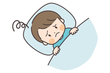 眠れなくて困る子供のイラスト
