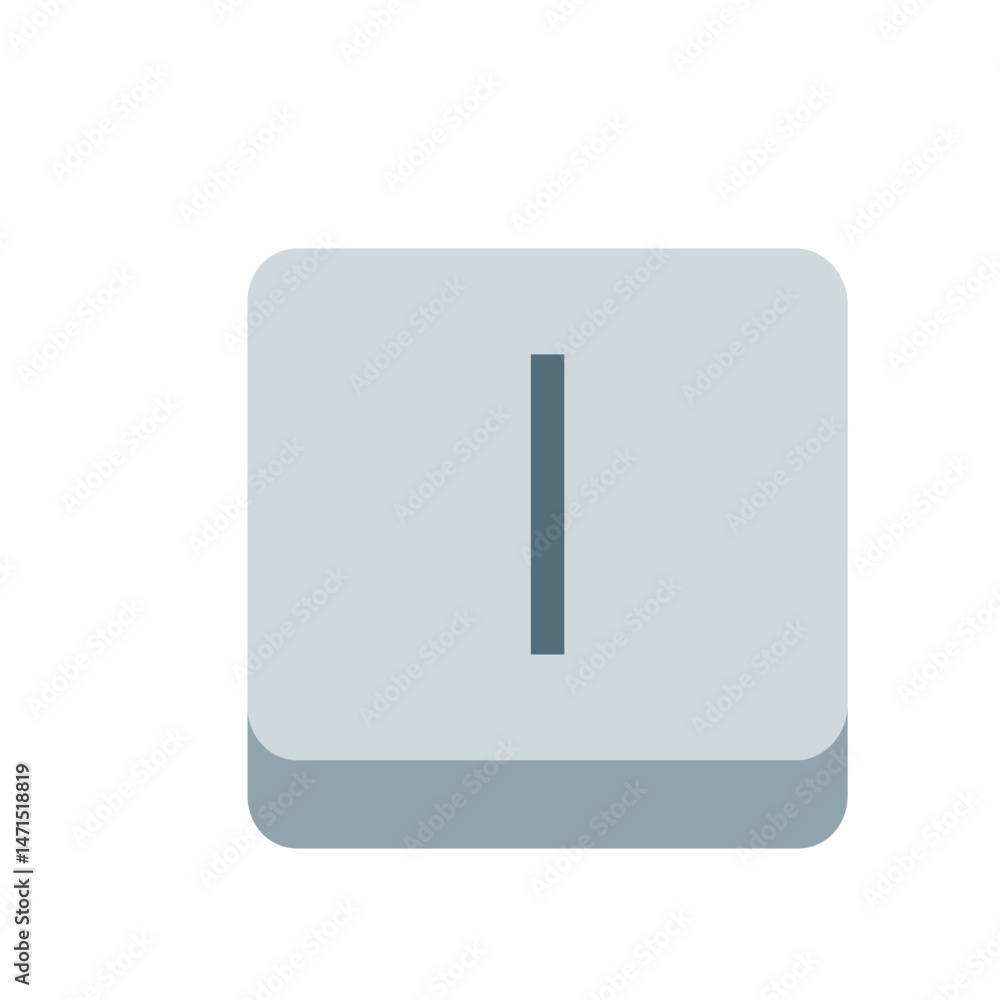 Poster illustration of a gray keyboard key with a vertical line in the center on a white background image v