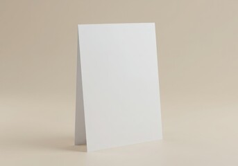 Blank tent card mockup on beige background for events, promotions, and advertising