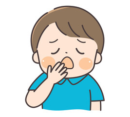 あくびをする子供のイラスト