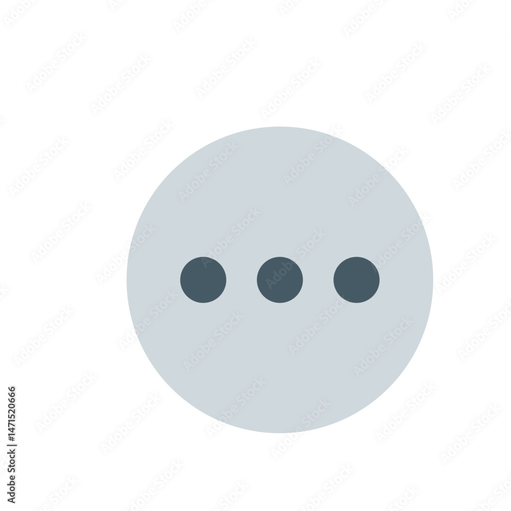 Poster a light gray circle containing three dark gray circles horizontally aligned in the center of the sha