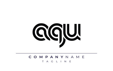 AQU Creative Unique Modern Letter Logo Design. Stylized logo featuring a unique letter design, presenting abstract minimalist aesthetics and modern appeal.