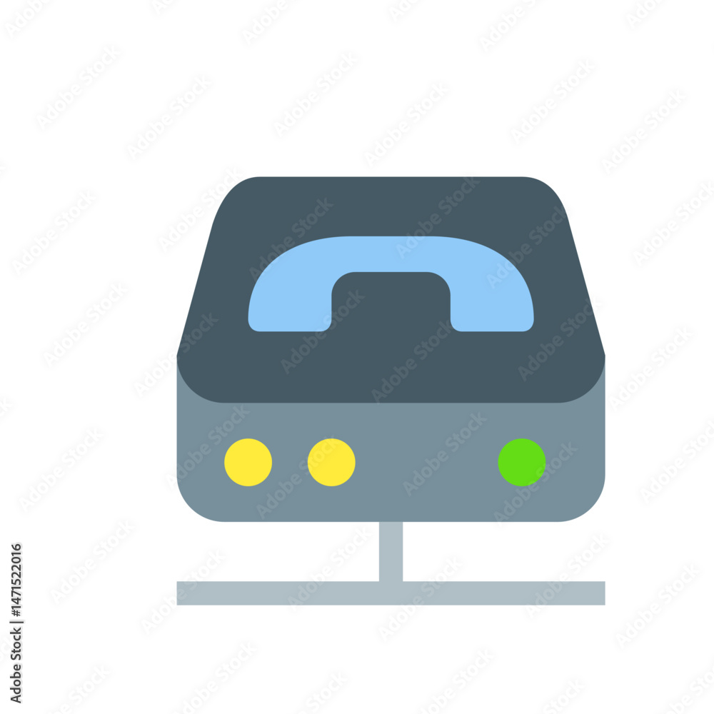Poster illustration of a gray network attached storage device with a light blue handle and indicator lights