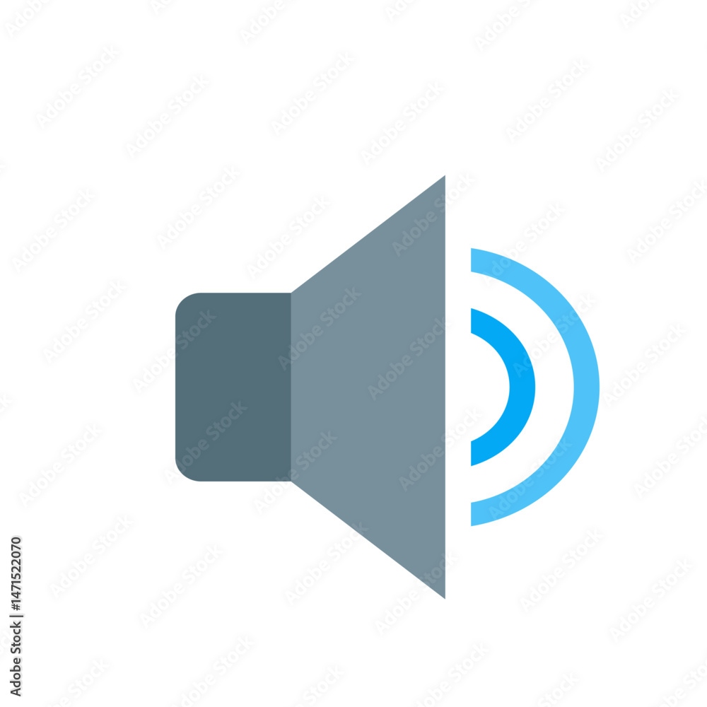 Poster illustration of a speaker icon with sound waves emanating, indicating audio output or volume control
