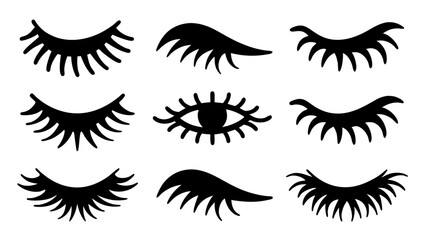 Set of eyelashes silhouette