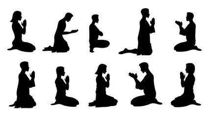 set of men and women in various prayer silhouette