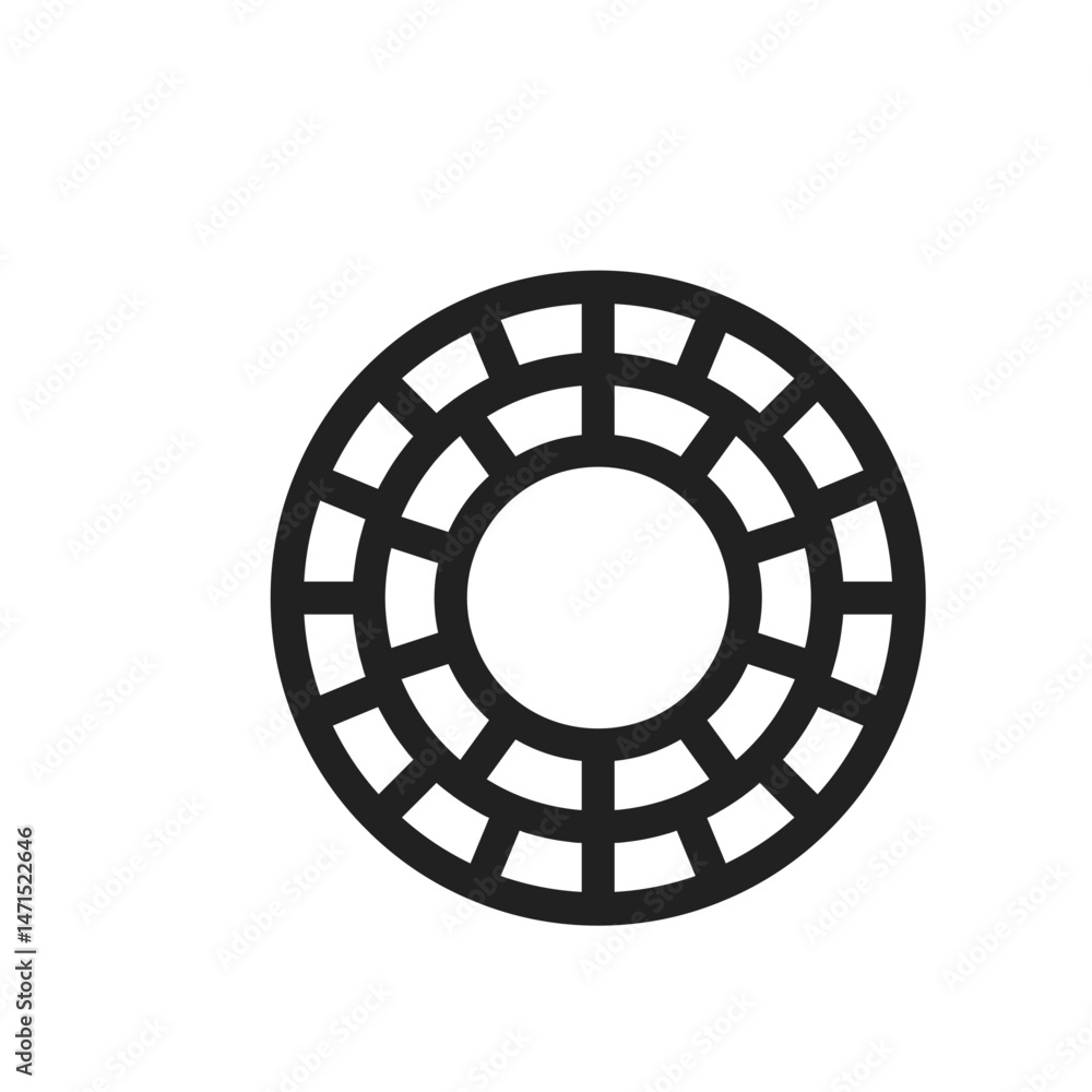 Poster a circular grid pattern with a central white circle and a black geometric lattice design surrounding