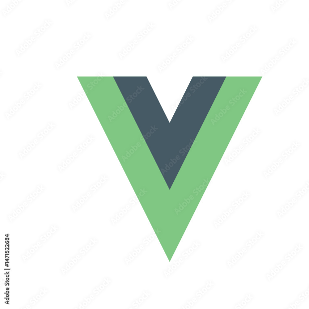 Aufkleber illustration of a stylized v shape with green and gray layers on a white background in vector format