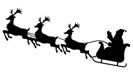 Santa with reindeer silhouette