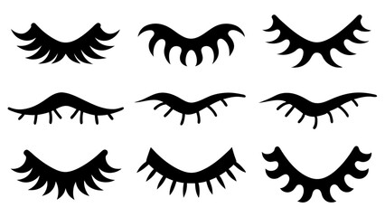 Set of eyelashes silhouette